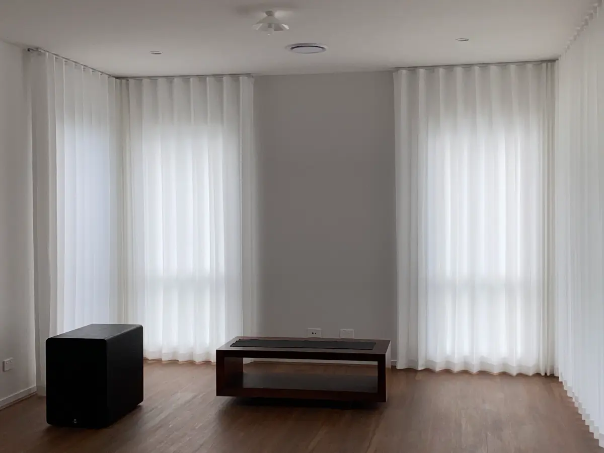 S-Fold privacy sheers installed for living area windows 1