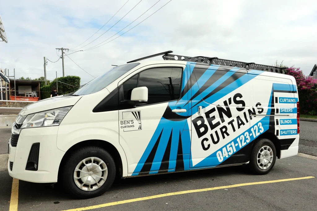 The Ben's Curtains branded van outside an Auckland home