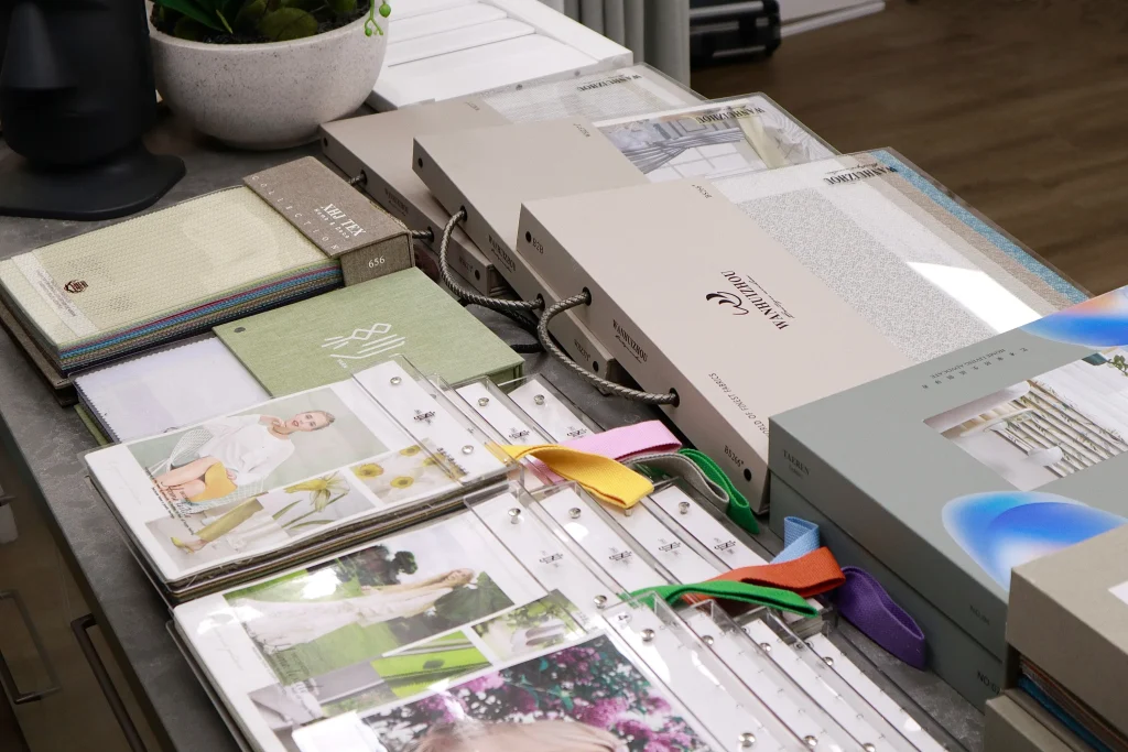Fabric sample books in the Ben's Curtains showroom